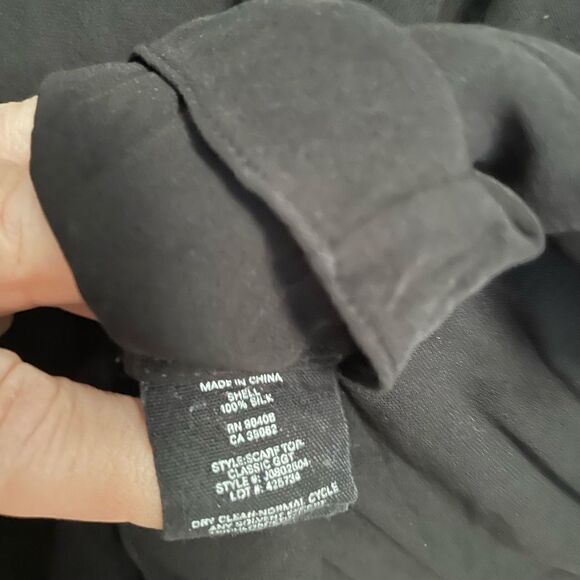 Theory BLACK LONG SLEEVE POET NECK SILK TOP - Size Small / S - Picture 3 of 5